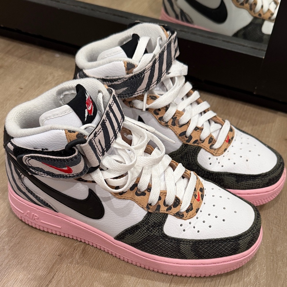 Nike High Tops with Black, White, and Pink Accents
